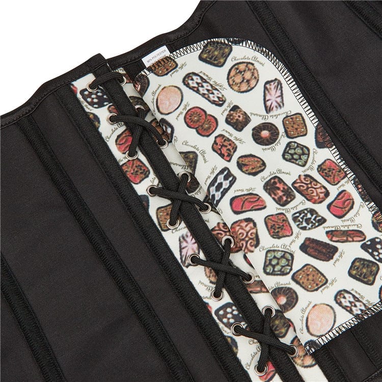 Kobine Women's Gothic Vintage Graffiti Printed Overbust Corset