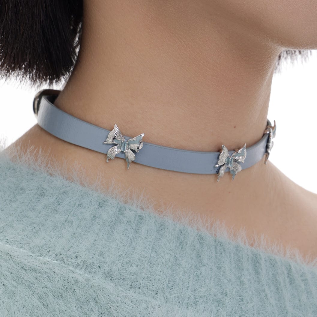 Kobine Women's Grunge Butterfly Buckle Choker