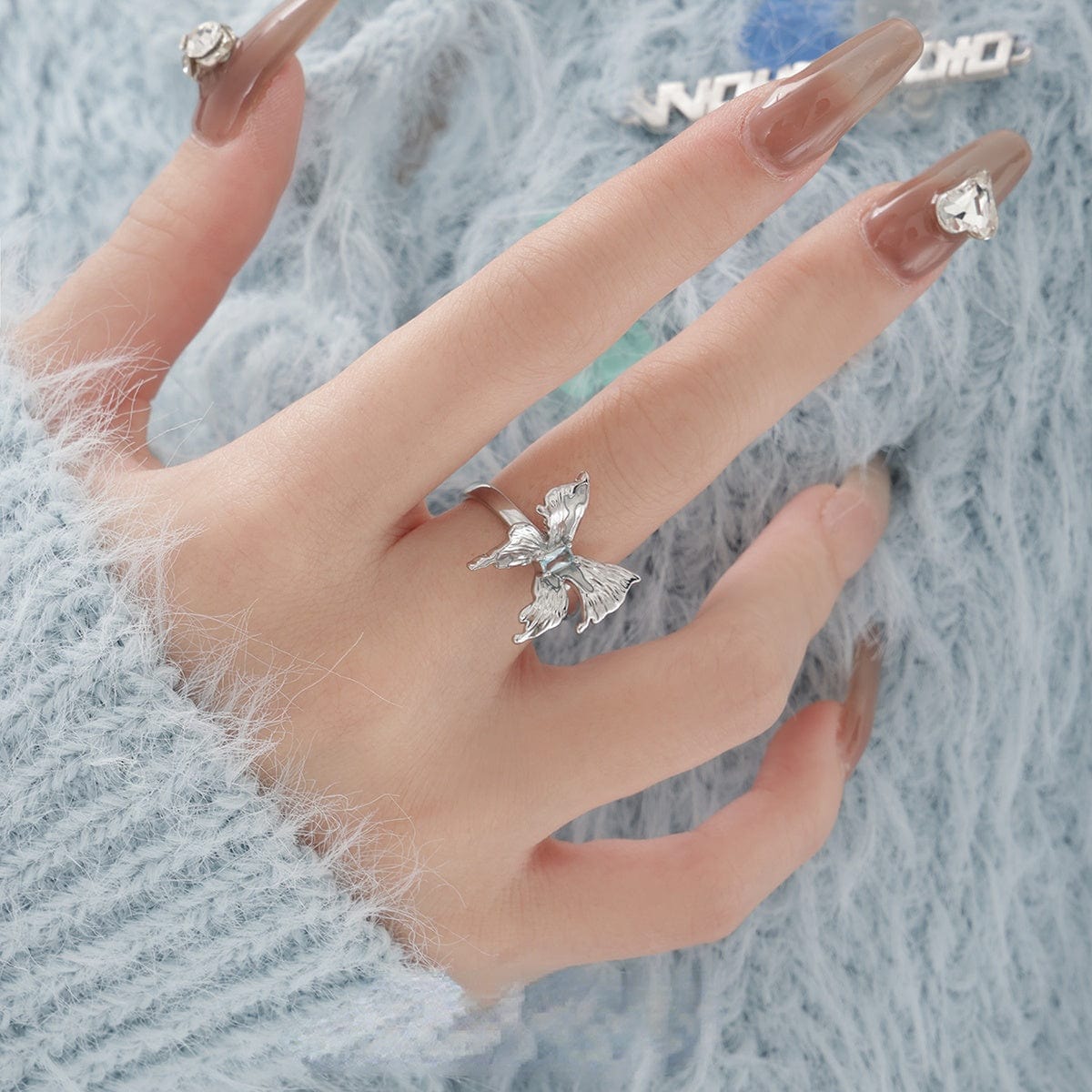 Kobine Women's Grunge Butterfly Ring