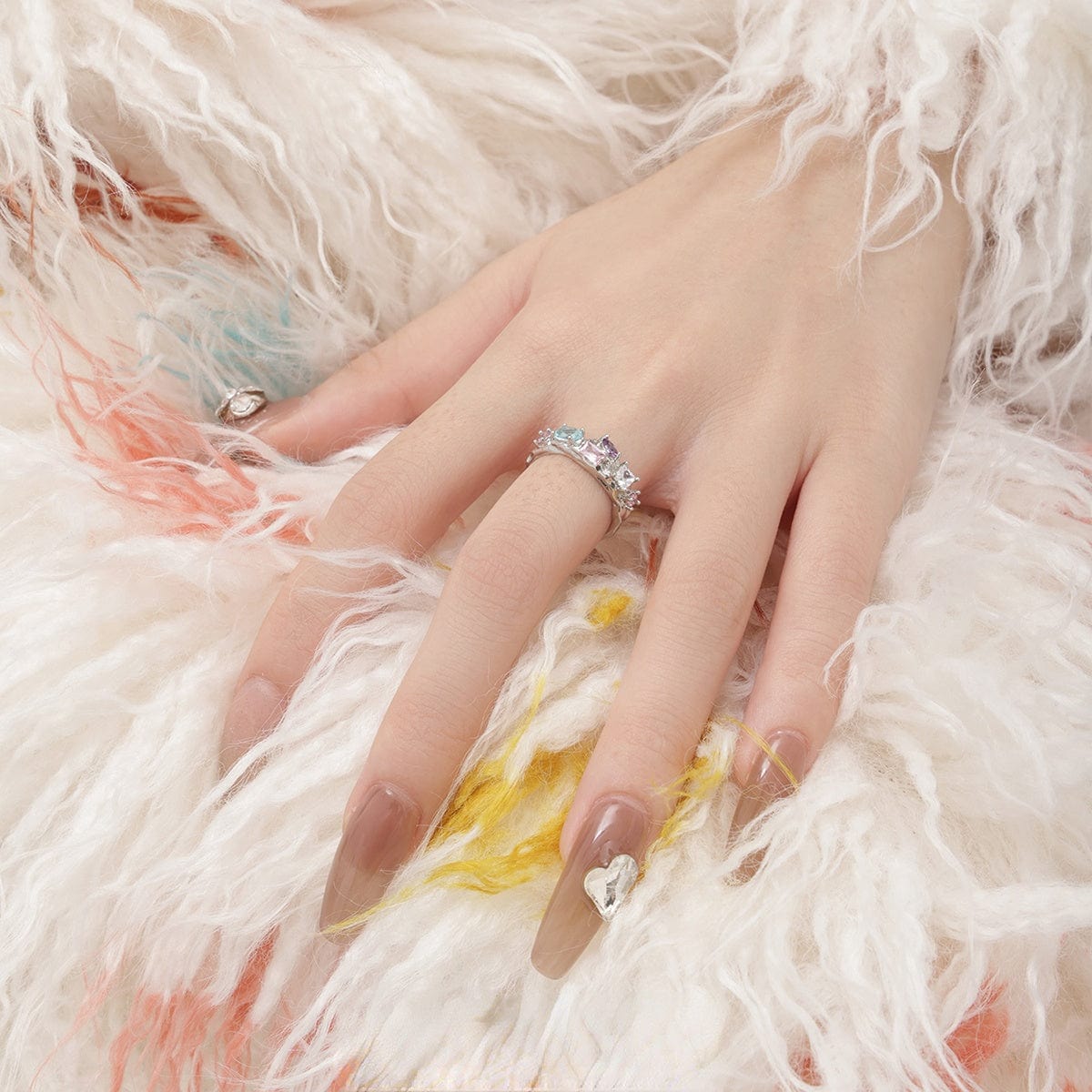 Kobine Women's Grunge Chromatic Zircon Open Ring