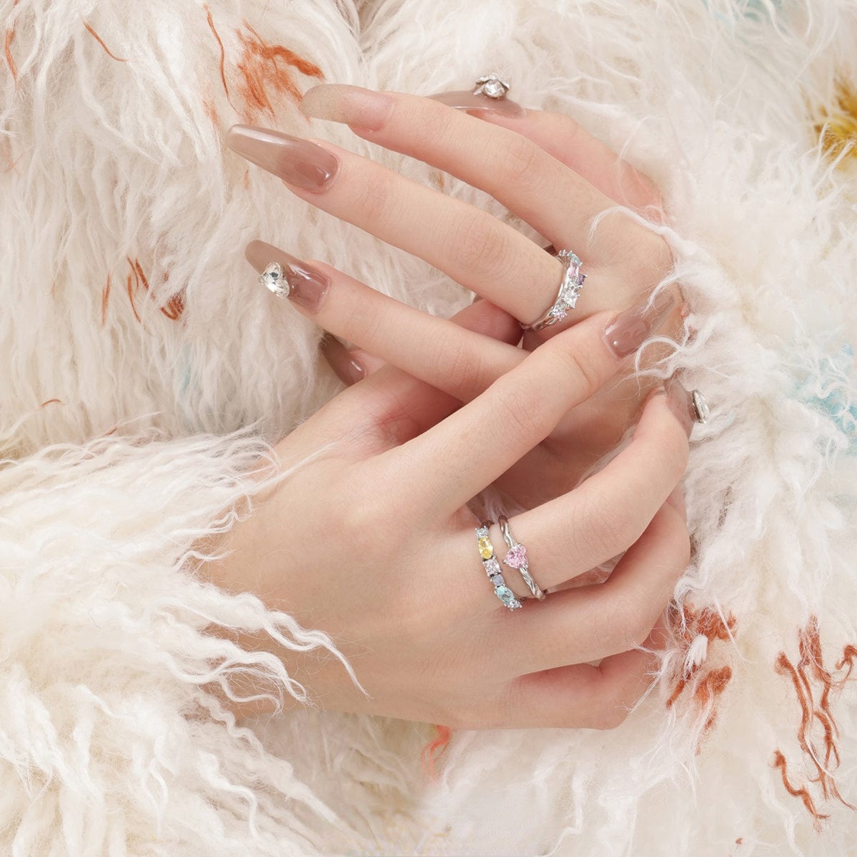 Kobine Women's Grunge Chromatic Zircon Open Ring