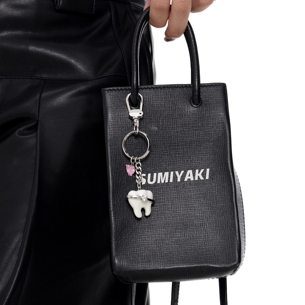 Kobine Women's Grunge Tooth Zircon Key Chain