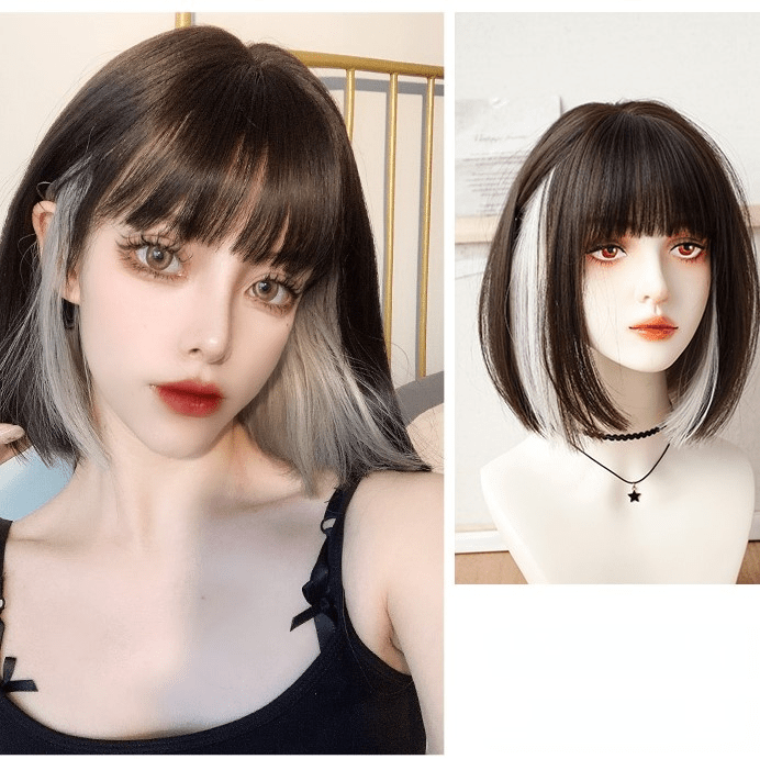 Kobine Women's Highlights Short Synthetics Hair Wig