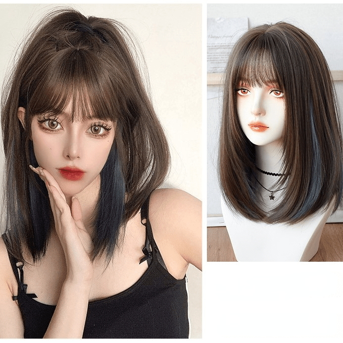 Kobine Women's Highlights Silky Straight Synthetics Hair Wig