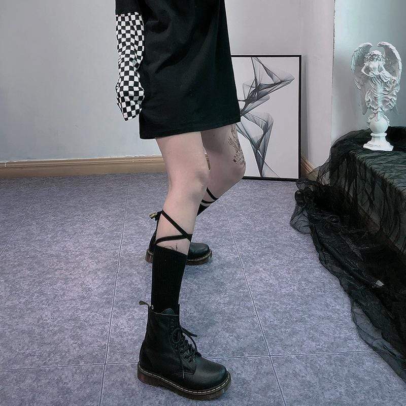 Women's Lace-up Long Socks