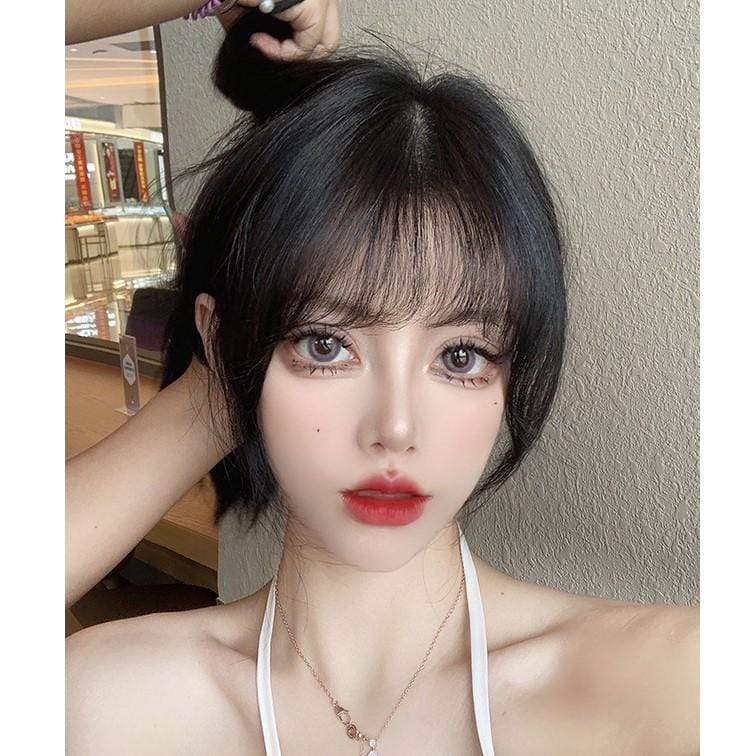 Kobine Women's Natural Bangs Human Hair Wig