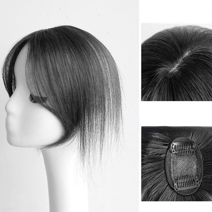 Kobine Women's Natural Bangs Human Hair Wig