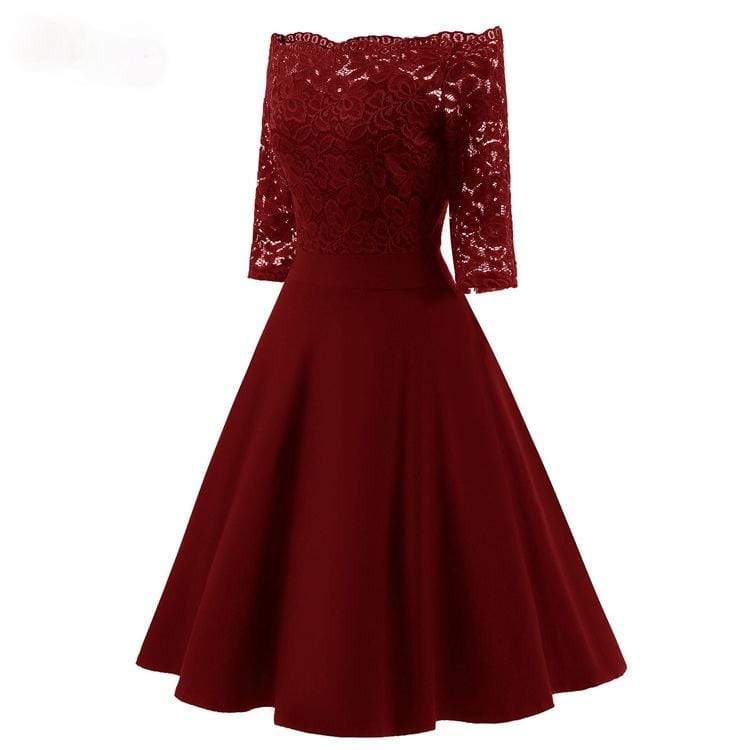 Women's Off Shoulder Lace Party Dresses Bridesmaid Dresses Wedding Dress