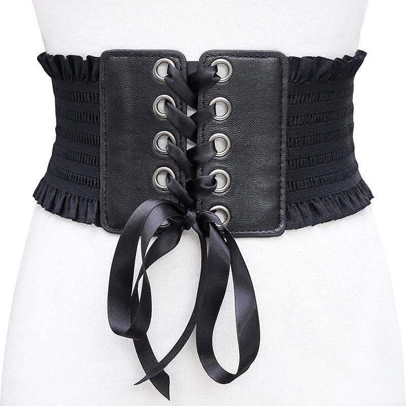 Women's Punk Bow Tie Lacing Wide Belts