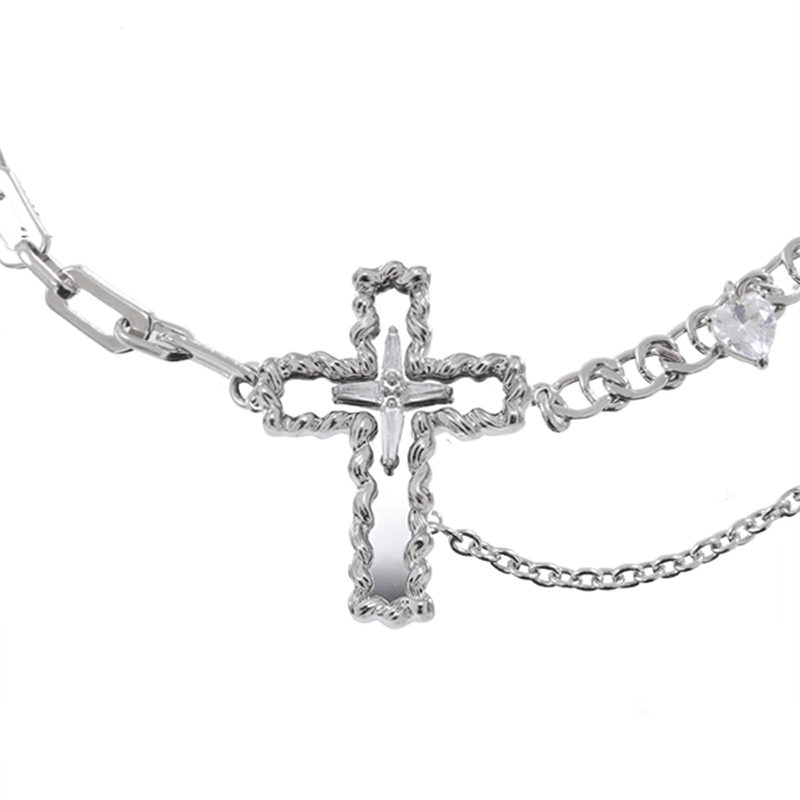 Kobine Women's Punk Cross Chain Necklace