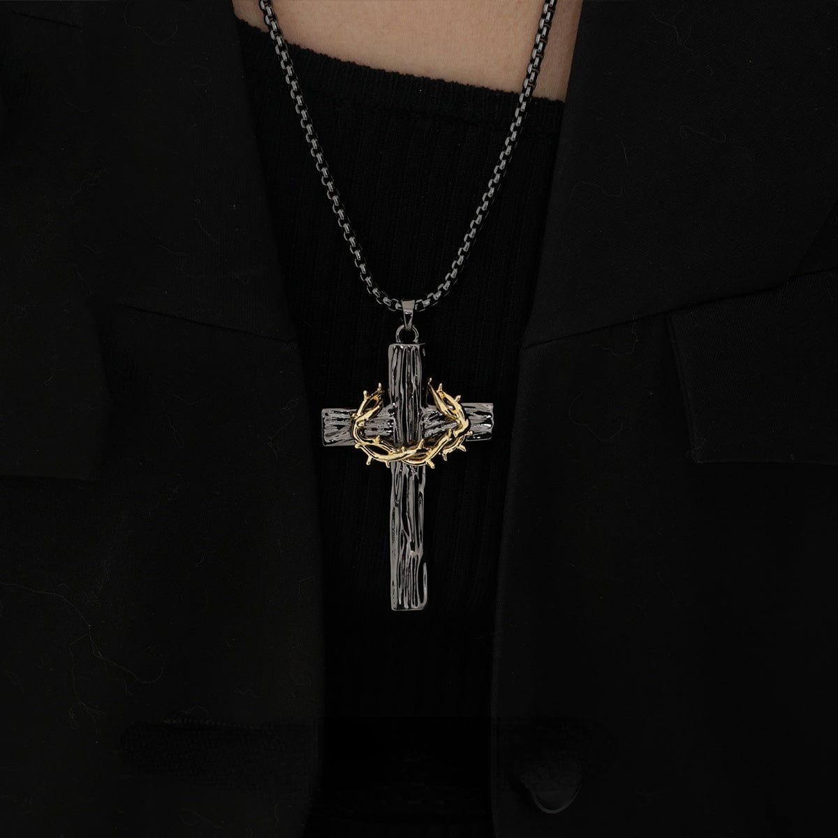 Kobine Women's Punk Cross Thorns Necklace