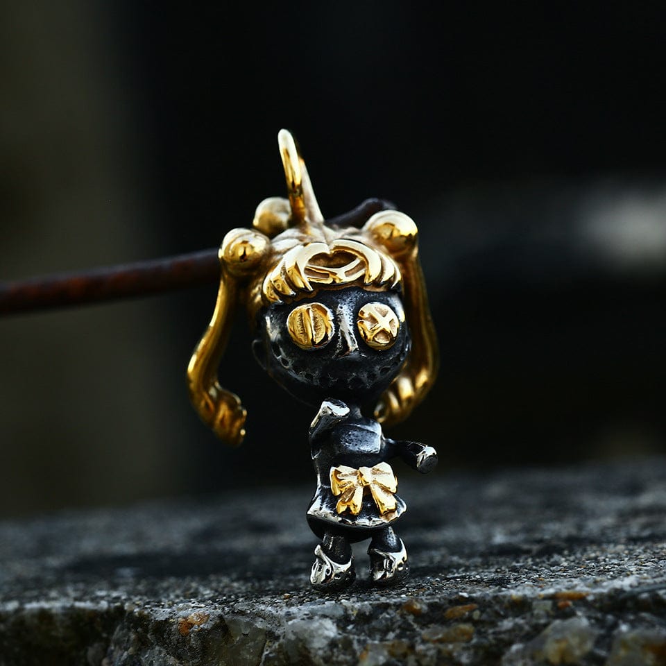 Kobine Women's Punk Double Color Wizard Doll Necklace