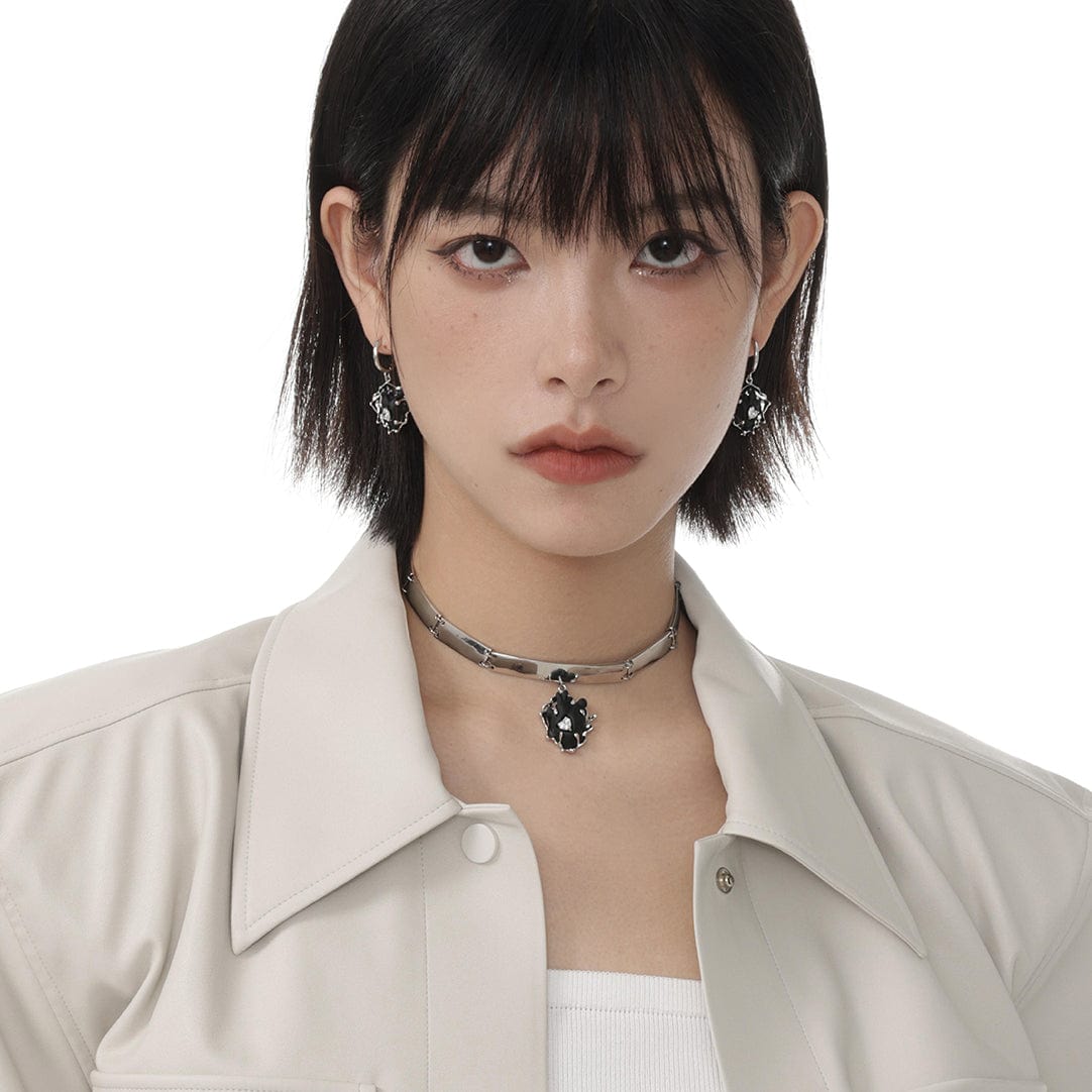 Kobine Women's Punk Heart Zircon Earrings