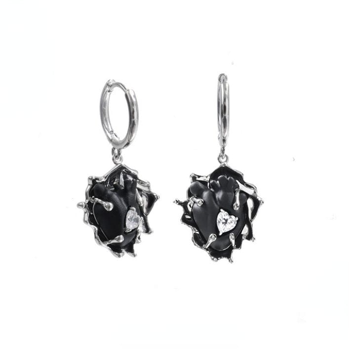 Kobine Women's Punk Heart Zircon Earrings
