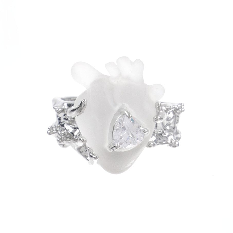 Kobine Women's Punk Heart Zircon Open Ring