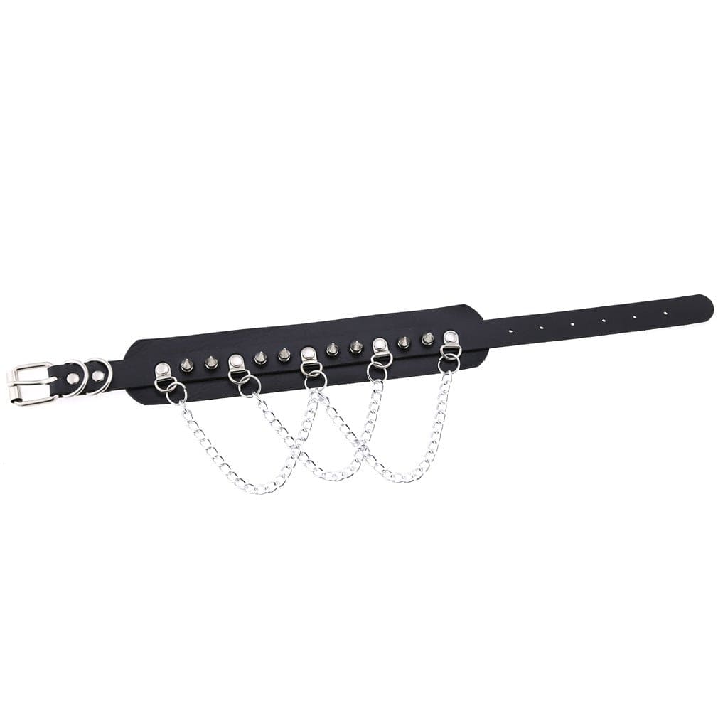 Kobine Women's Punk Rivets Chained Choker