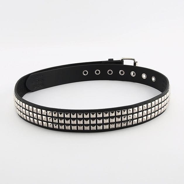 Kobine Women's Punk Rivets Faux Leather Belt with Metal Chain