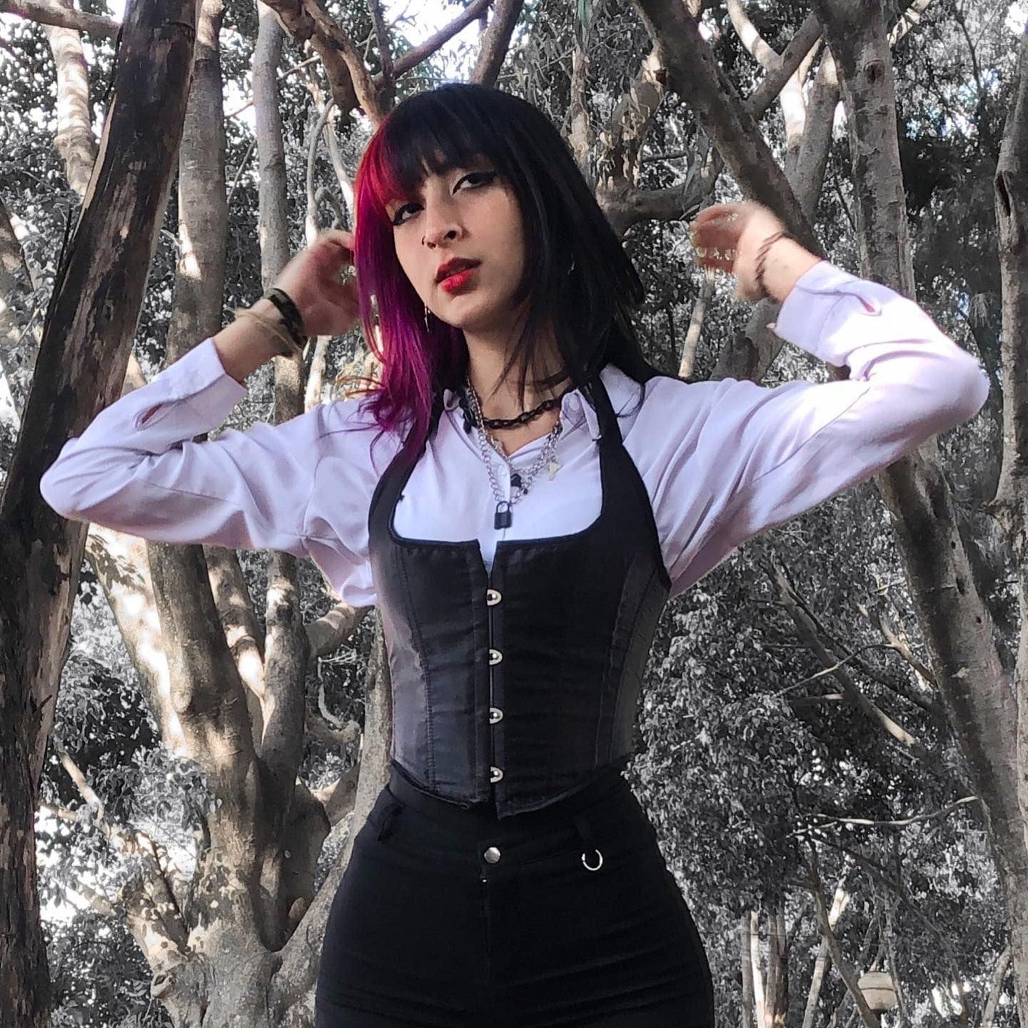 Kobine Women's Punk Strappy Halterneck Overbust Corset