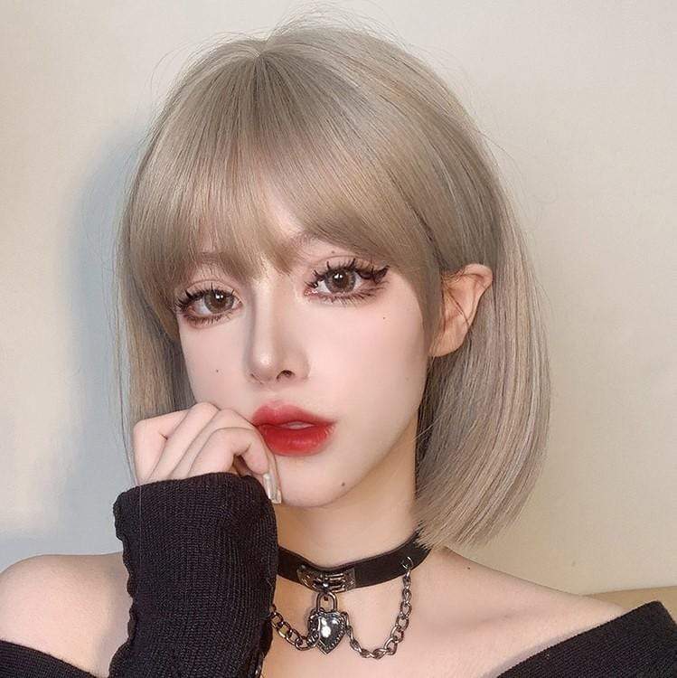 Kobine Women's Silky Straight Short Synthetic Hair Wig