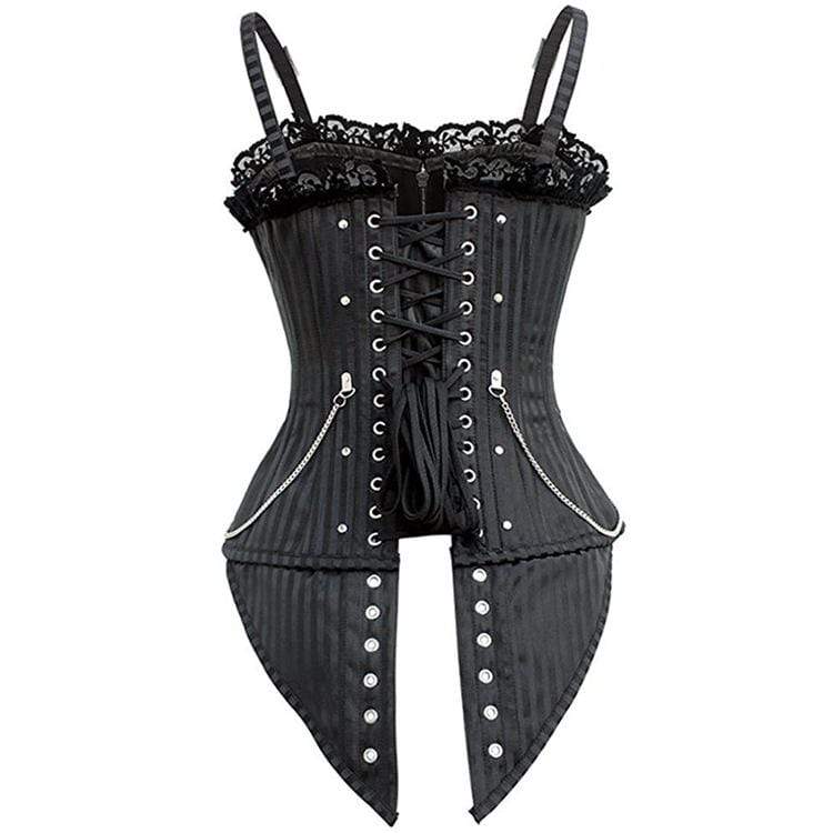Kobine Women's Steampunk Front Zip Overbust Corsets With Chains