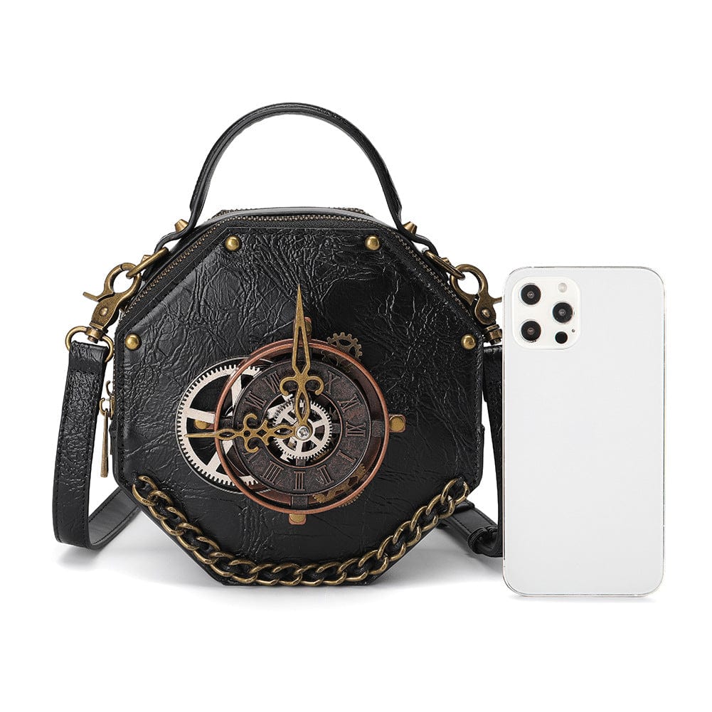Kobine Women's Steampunk Gear Clock Bag with Detachable Straps