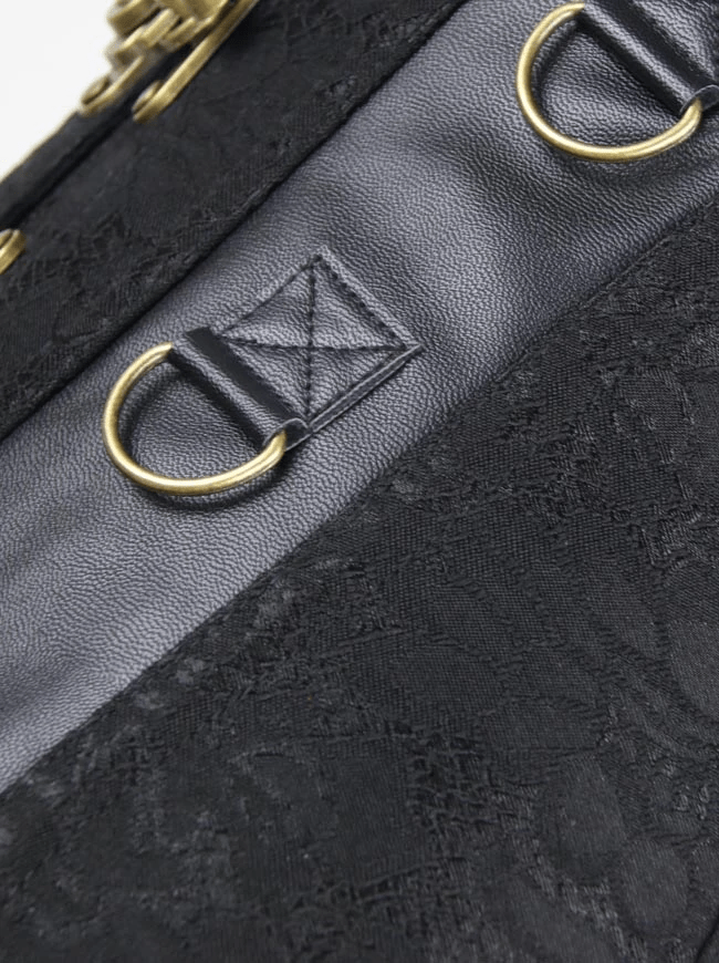 Women's Steampunk Jacquard Steel Boned Busk Corset with Jacket and belt