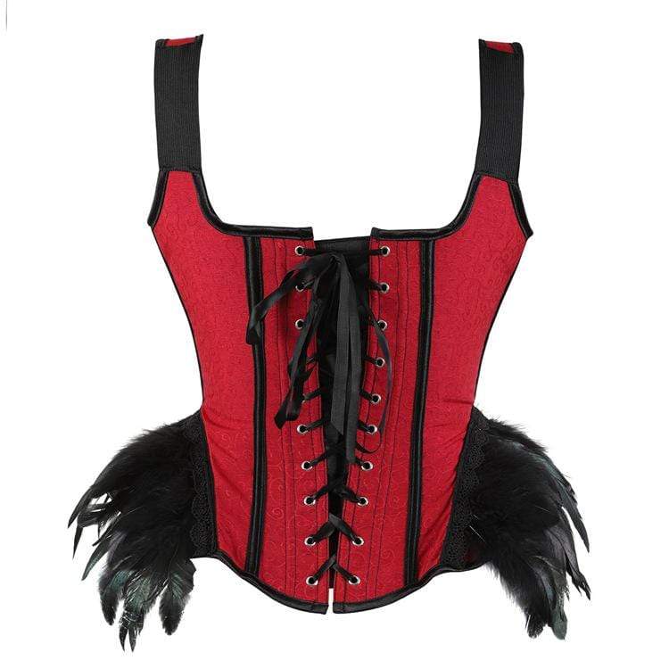 Women's Vintage Contrast Color Lace Hem Faux Fun Overbust Corsets