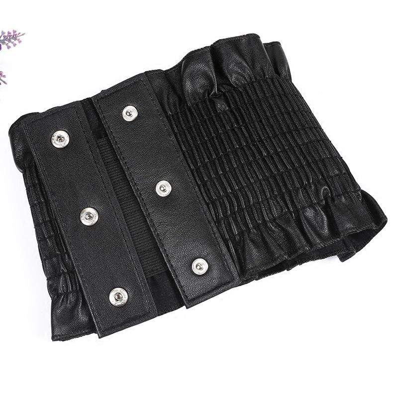 Women's Vintage Faux Leather Ruffles Wide Belts