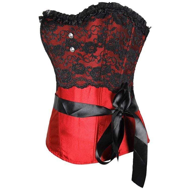 Women's Vintage Floral Mesh Satin Overbust Corsets
