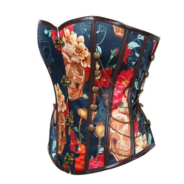 Women's Vintage Floral Printed Multi-chain Overbust Corsets