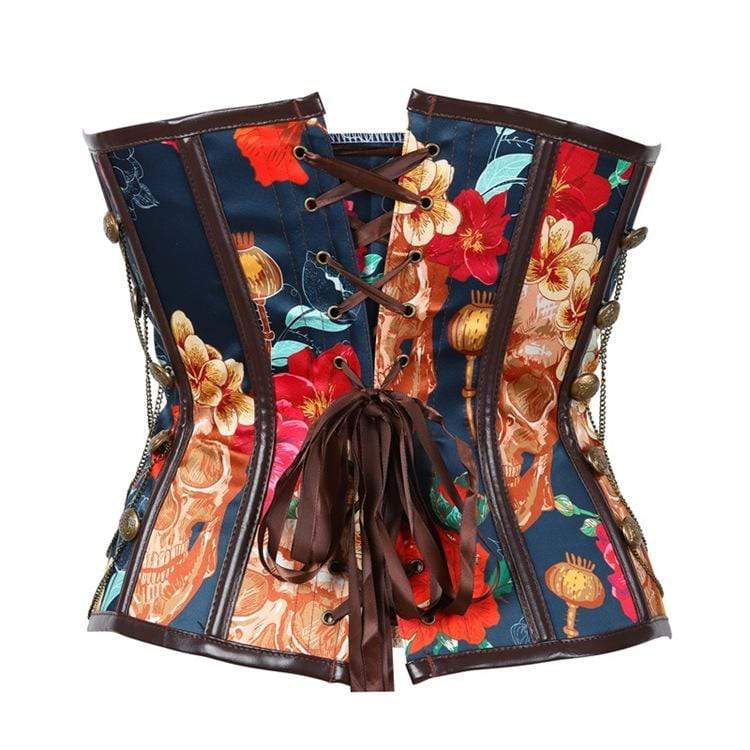 Women's Vintage Floral Printed Multi-chain Overbust Corsets