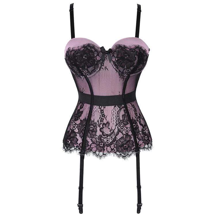 Women's Vintage Gothic Floral Lace Overbust Corsets