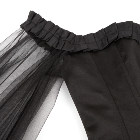 Kobine Women's Vintage Lace Mesh Sleeve Overbust Corsets