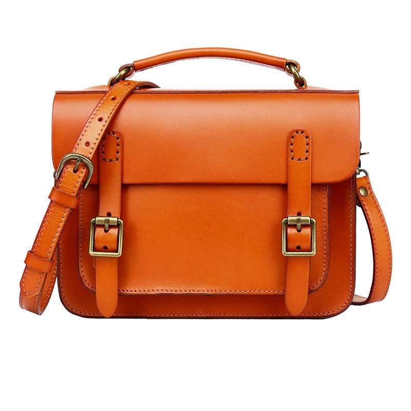 Women's Vintage Pure Color Cowhide Cambridge Satchels