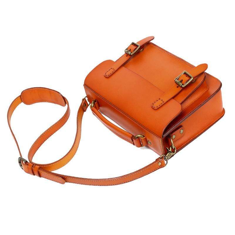 Women's Vintage Pure Color Cowhide Cambridge Satchels