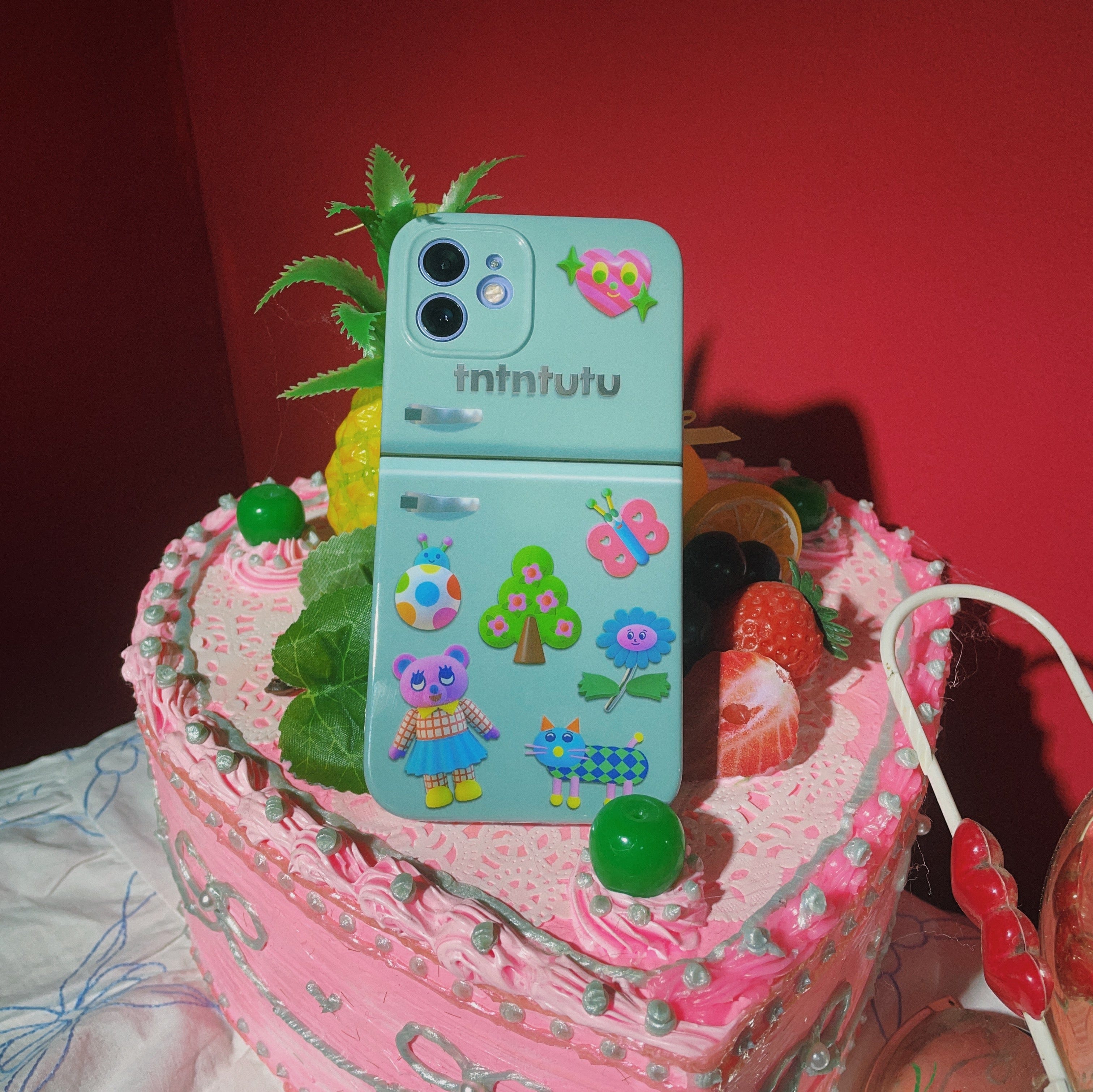 Pink Kawaii Women's Cartoon Printed Refrigerator Phone Case