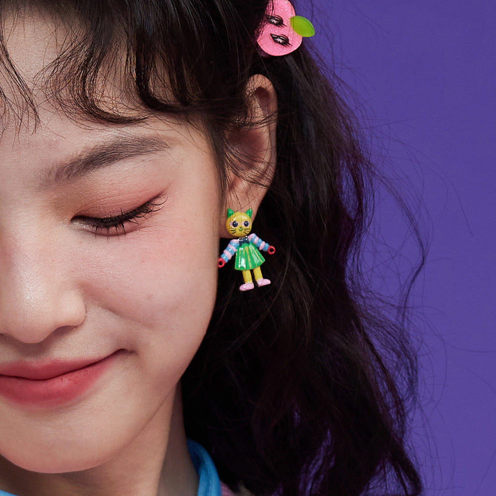 Pink Kawaii Women's Chromatic Animal Earrings