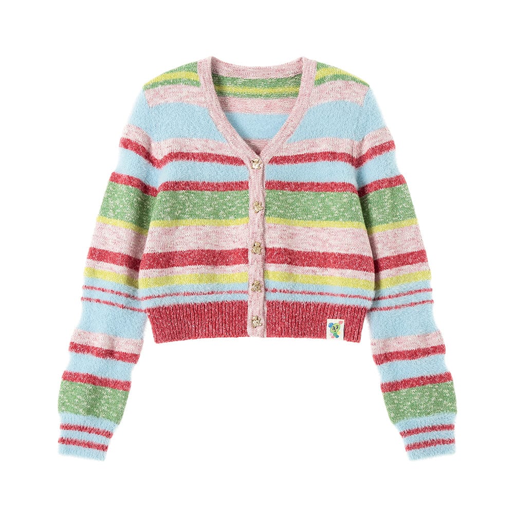 Pink Kawaii Women's Chromatic Stripes Candigan