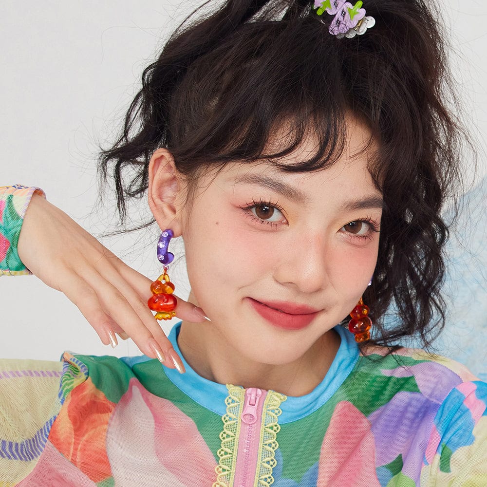 Pink Kawaii Women's Dog Rhinestone Earrings/Necklace