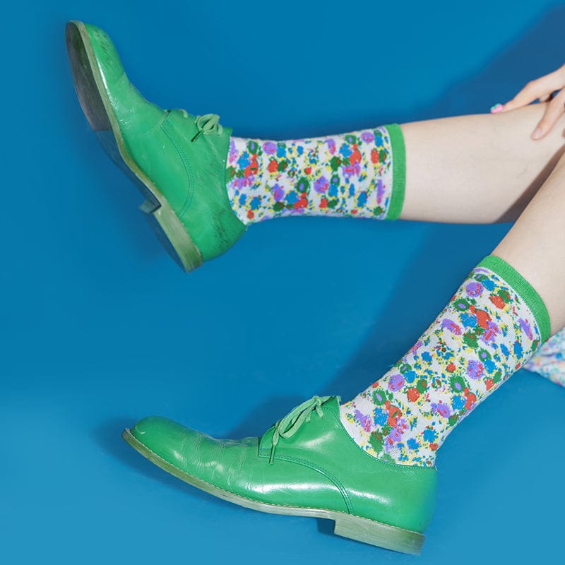 Pink Kawaii Women's Floral Knitted Socks