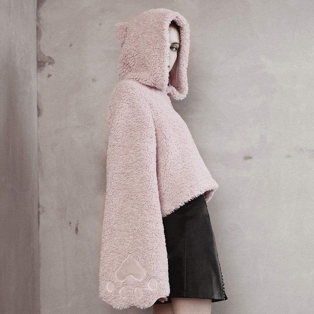 Women's Grunge Flare Sleeved Sherpa Hoodies