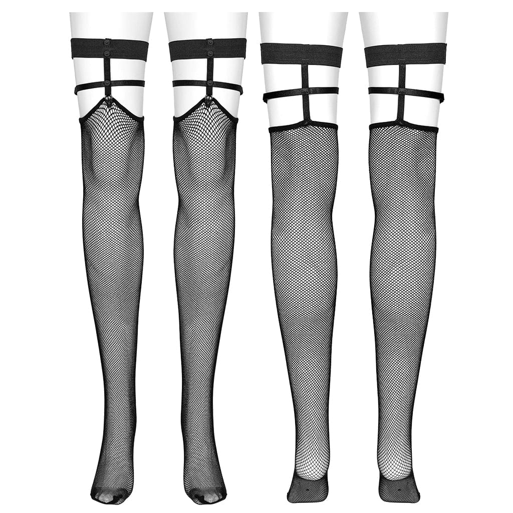 PR-A Women's Punk Skull Mesh Knee-high Stockings