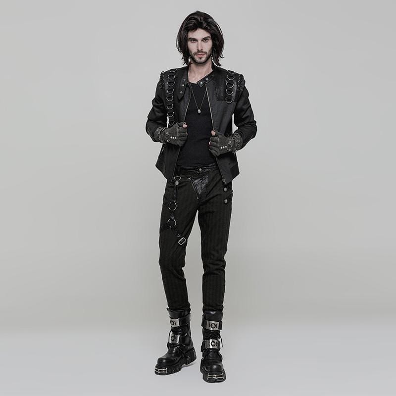 Men's Steampunk Belt Buckle Rivet Gloves Grey