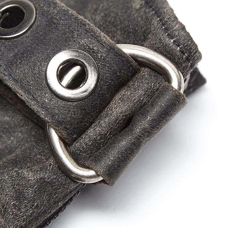 Men's Steampunk Belt Buckle Rivet Gloves Grey