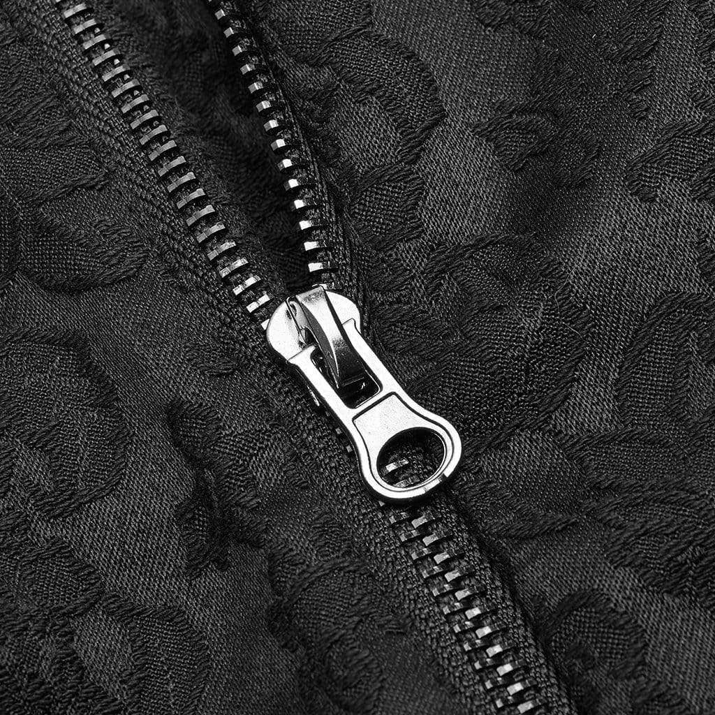 Men's Goth Floral Printed Stand Collar Shirt Black