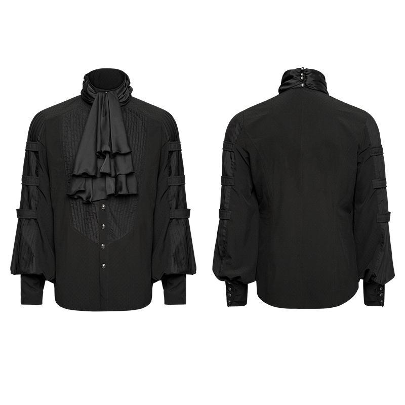 Men's Gothic Black Stripes Shirt With Necktie