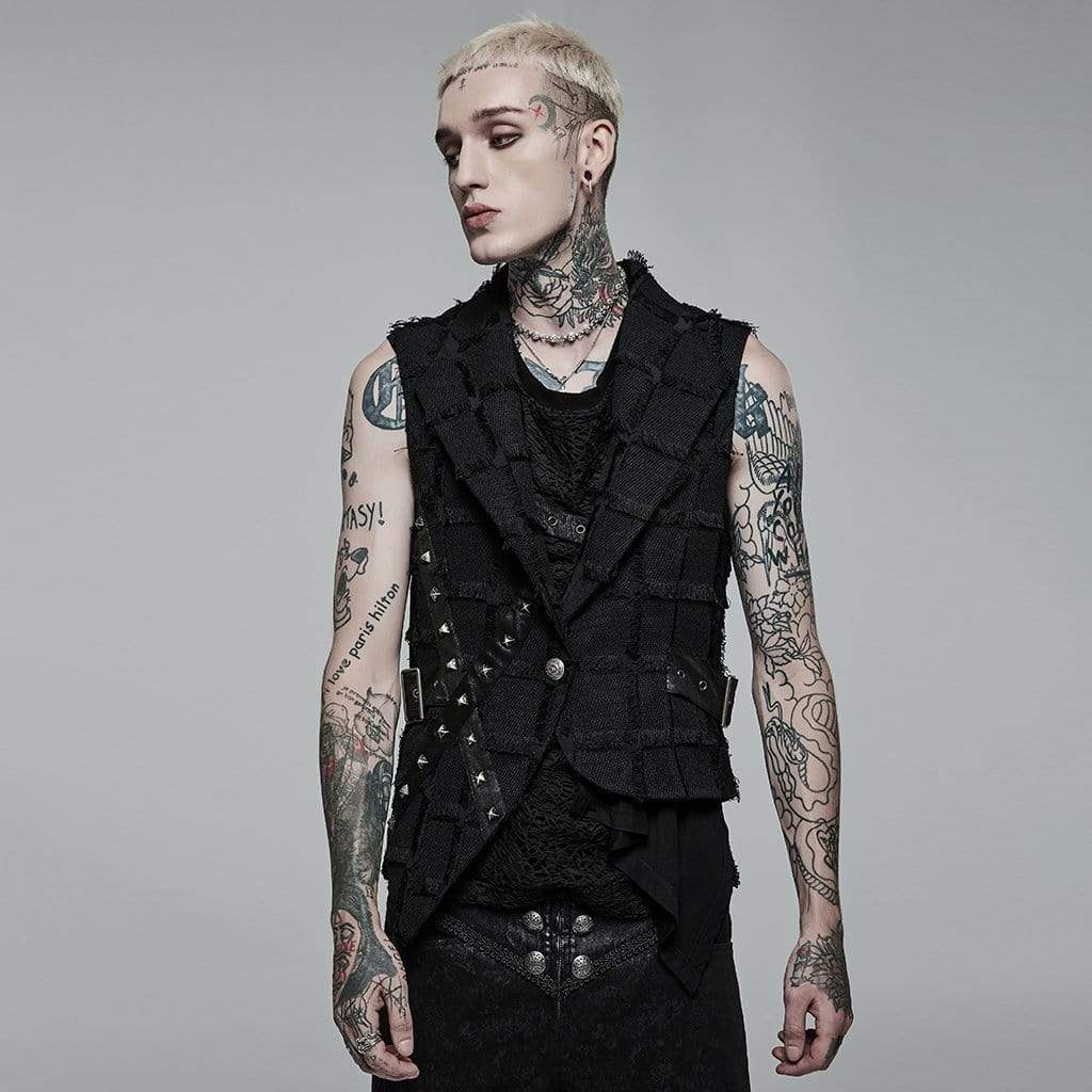 Punk Rave Men's Gothic Irregular Cutout Unedged Waistcoat