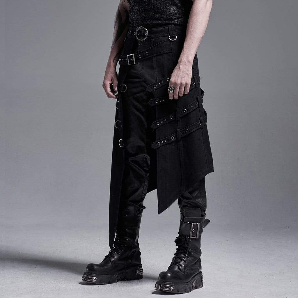 Men's Gothic Irregular Overskirts With Belts