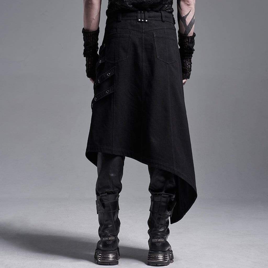 Men's Gothic Irregular Overskirts With Belts