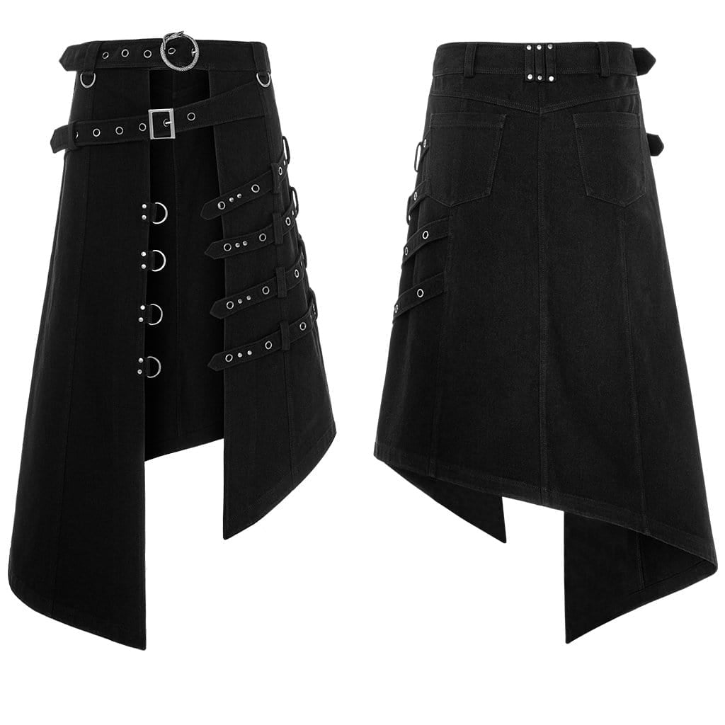 Men's Gothic Irregular Overskirts With Belts